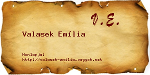 Valasek Emília névjegykártya